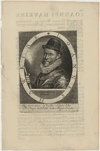Sir John Hawkins, by Magdalena van de Passe, ink, 1620