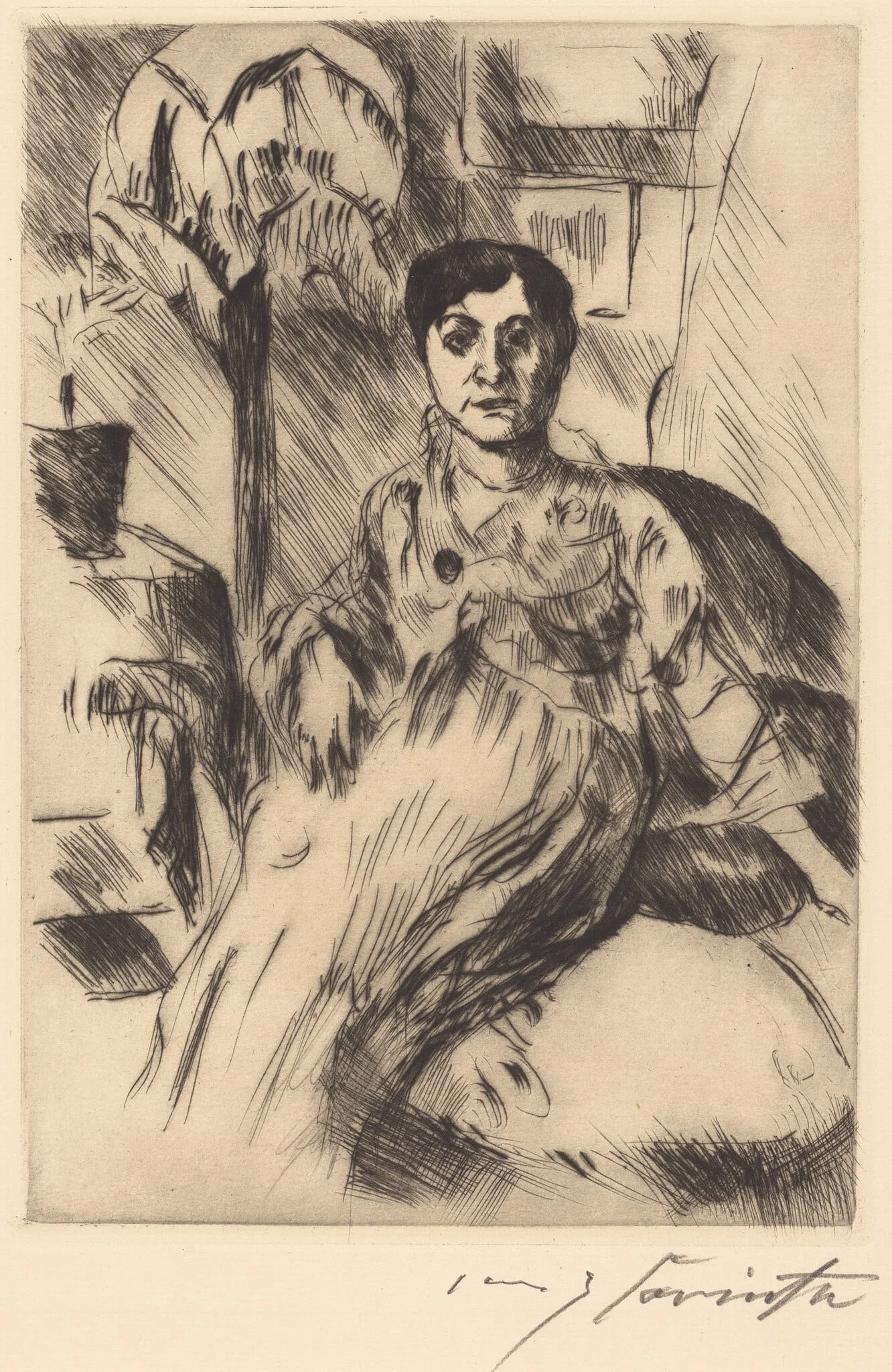Interieur mit Frau (Interior with Woman), detail