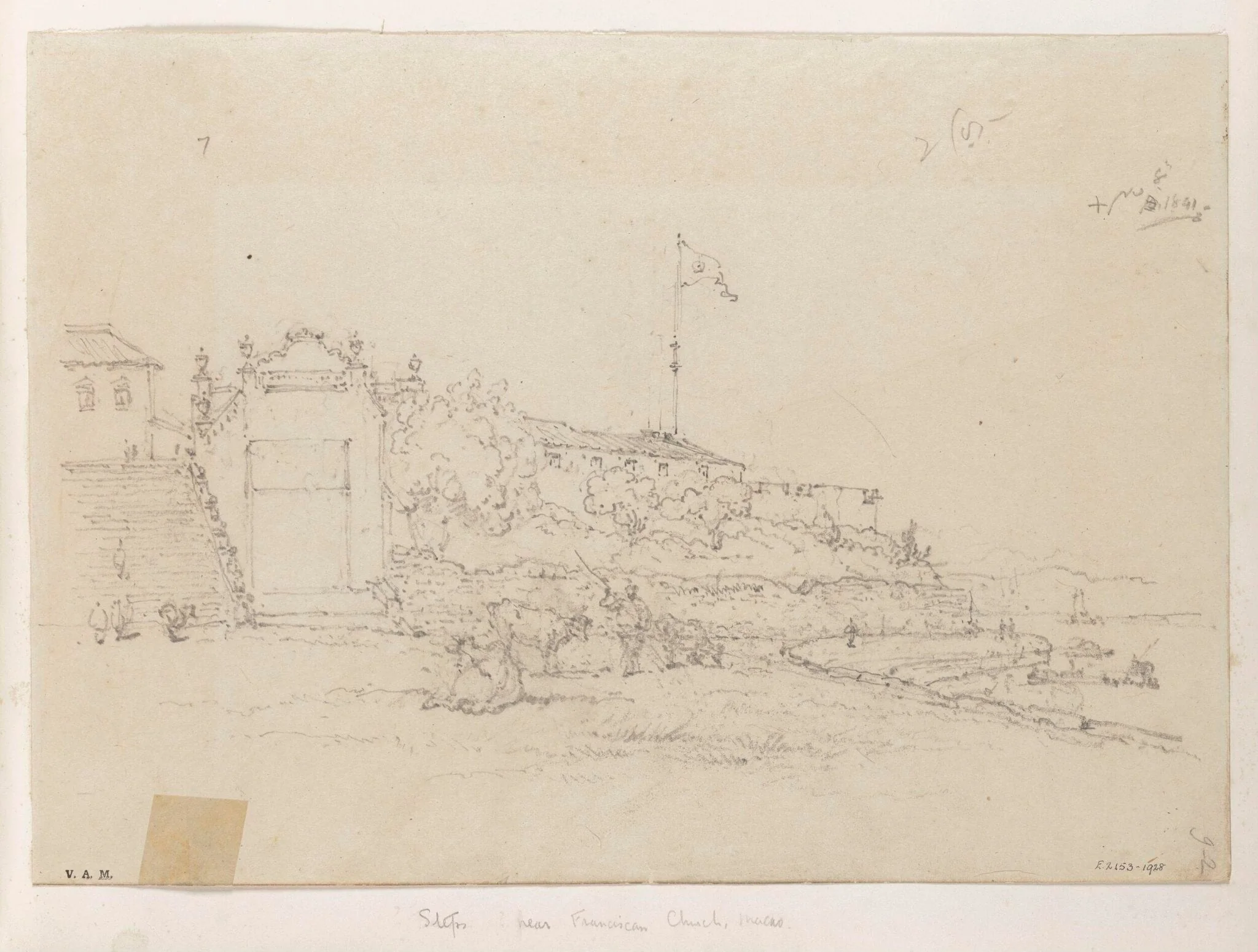 The church of S. Francisco and the adjacent fort, Macau, detail
