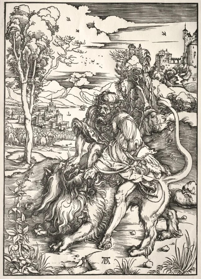 Samson and the Lion, detail