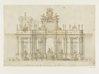 Drawing of a Roman fountain, by Fontana Workshop, 1660