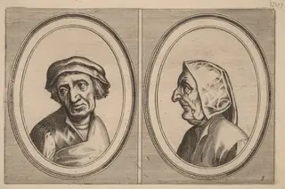 "Goelijeke Floor" and "Kinne Snavels", by Lucas van Doetechum, ink, 1564
