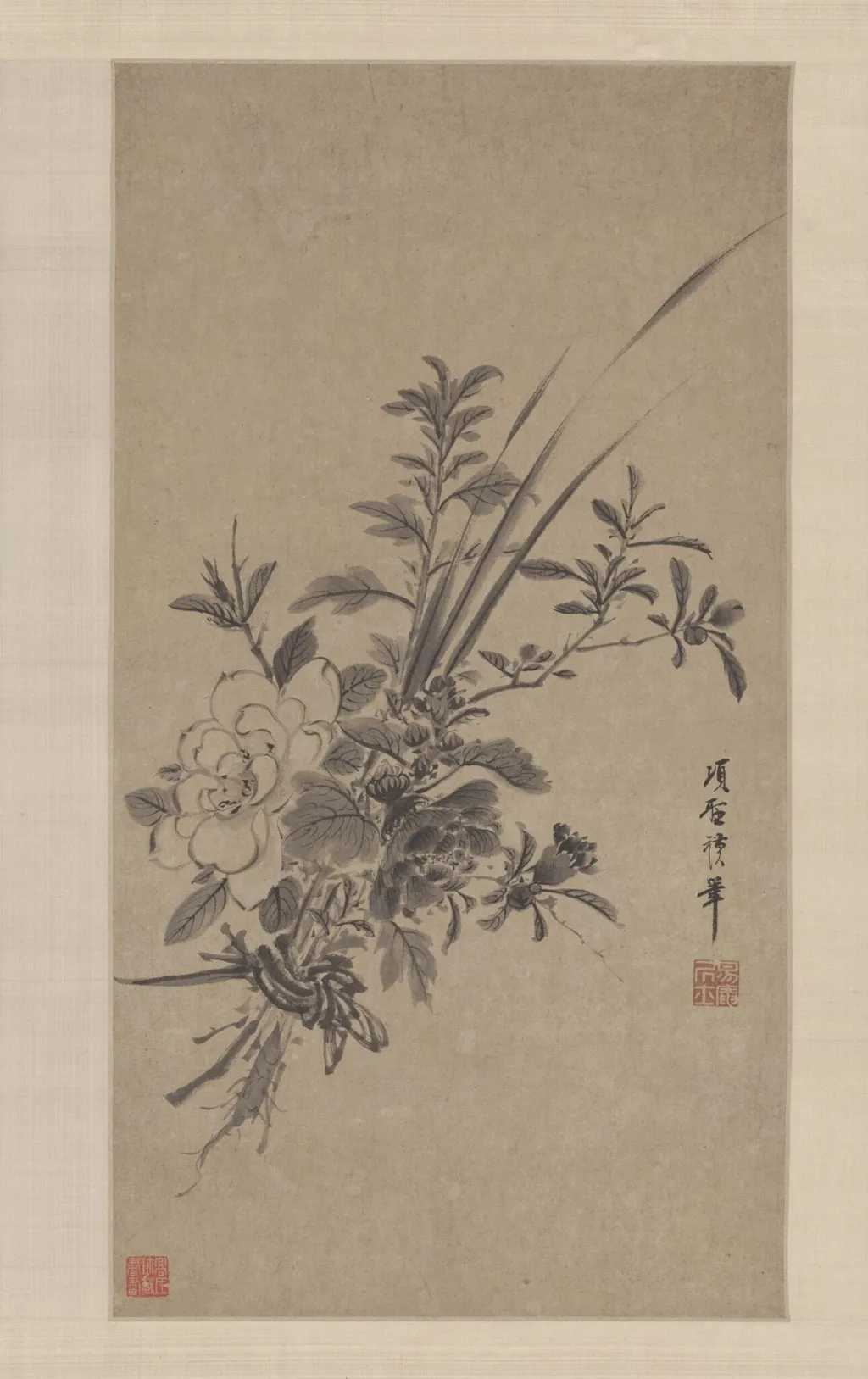 Bunch of Flowers With Calamus, by Xiang Shengmo, paint, 1597