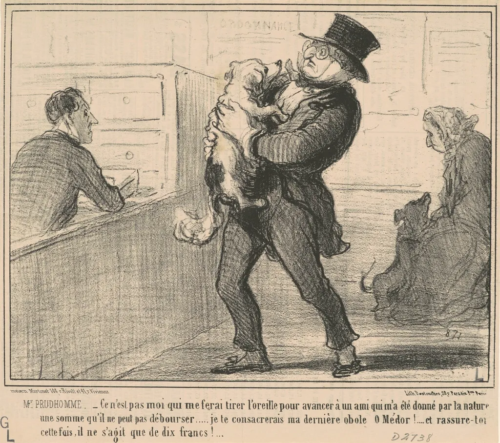 Mr Prudhomme...ce n'est pas moi qui me ferai ..., by Honoré Daumier, ink, 1856