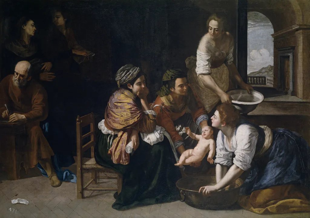Nativity of St. John the Baptist, by Artemisia Gentileschi, oil, 1635