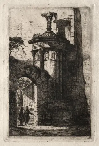 Entrance to the French Capuchin Convent at Athens, by Charles Meryon, 1854