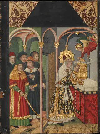 Panel with the Angel Appearing to Zacharias (from a Retable depicting Saint John the Baptist and scenes from his life), by Domingo Ram, tempera, 1500