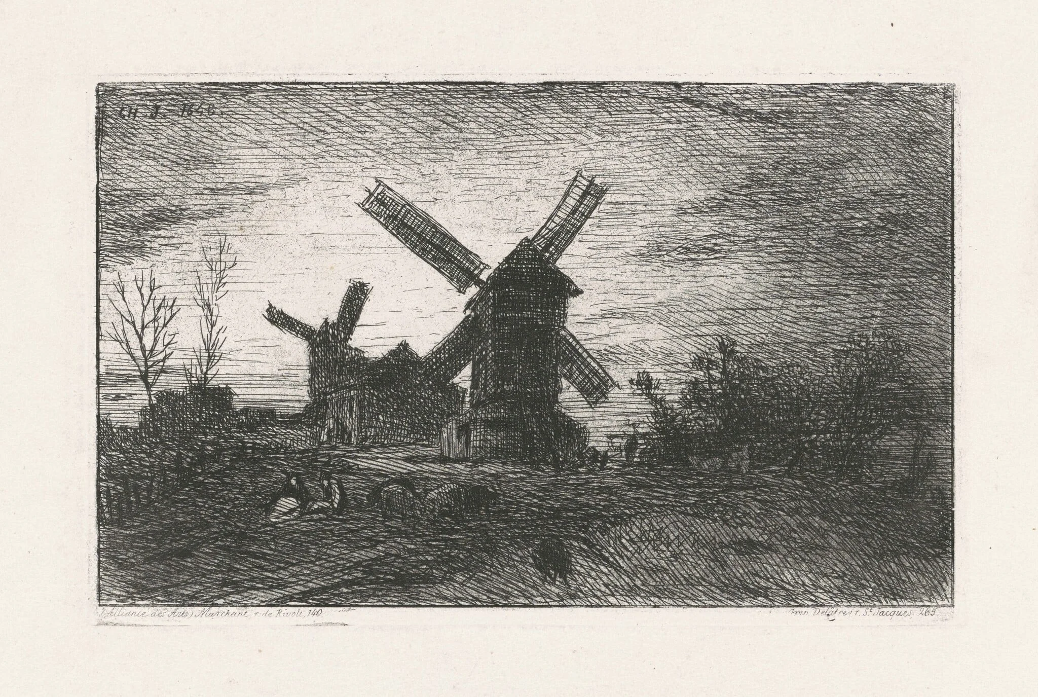Two Windmills at Montmartre, detail