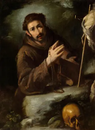 Saint Francis in Prayer, by Bernardo Strozzi, oil, 1625