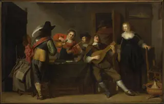 Genre scene – in a tavern, by Christoffel Jacobsz van der Laemen, oil, 1639
