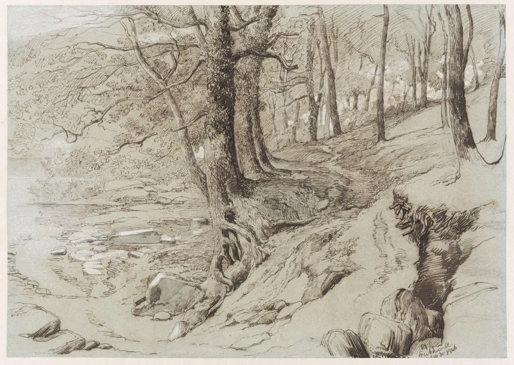 Trees near a stream at Crickhowell, by Richard Redgrave, 30