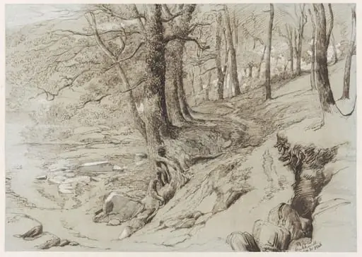 Trees near a stream at Crickhowell, by Richard Redgrave, 30