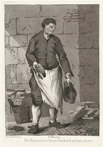 Le Paveur (The Road Paver), by Giovanni David, ink, 1775