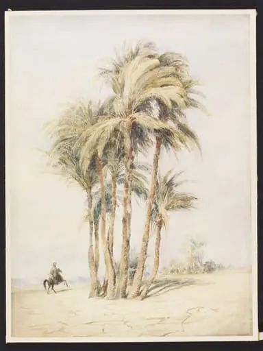 Palm trees at Karnak, Thebes, by Marc-Charles-Gabriel Gleyre, watercolor, 1838