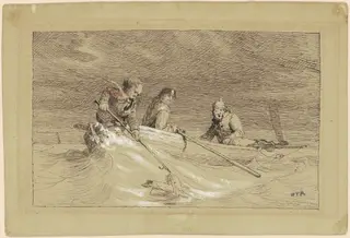 Study for "Shad Fishing", by William Tylee Ranney, gouache, 1846