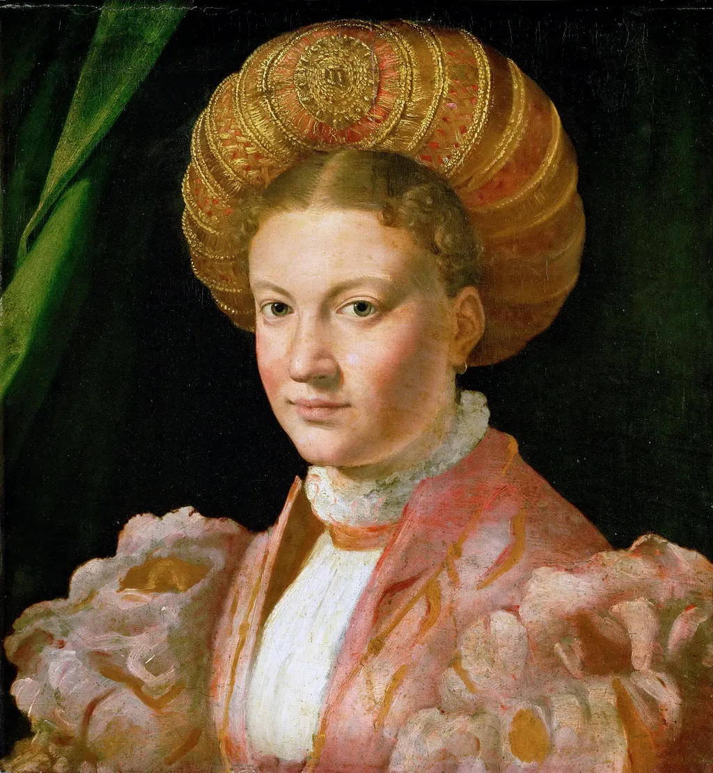 Portrait of a Young Woman, by Parmigianino, oil, 1530