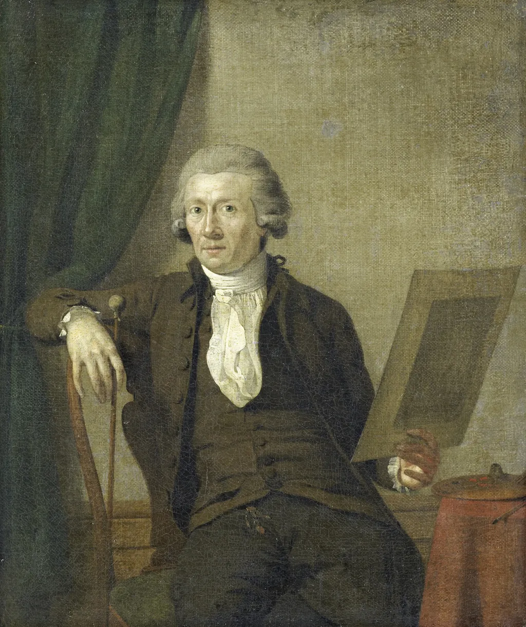 Portrait of Egbert van Drielst, Painter, by Jan Ekels the Younger, oil