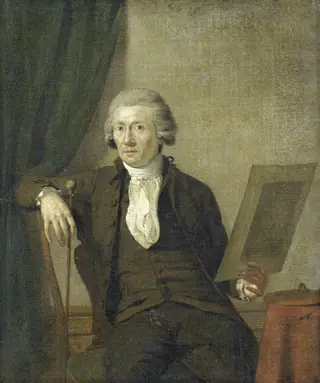 Portrait of Egbert van Drielst, Painter, by Jan Ekels the Younger, oil
