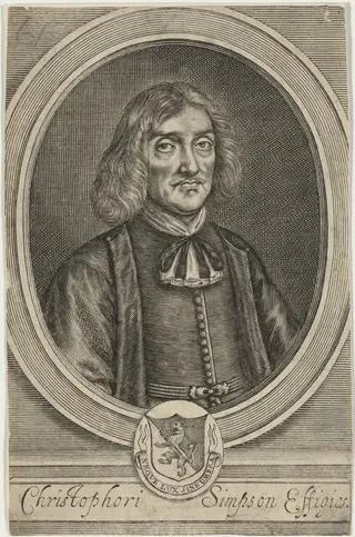 Christopher Chelys Simpson, by William Faithorne, ink, 1667