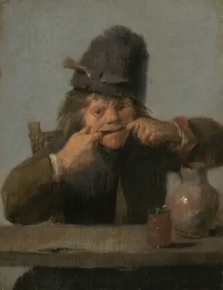 Youth Making a Face, by Adriaen Brouwer, oil, 1634