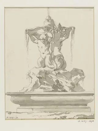 Drawing of a fountain, by Jean Eric Rehn, 1745