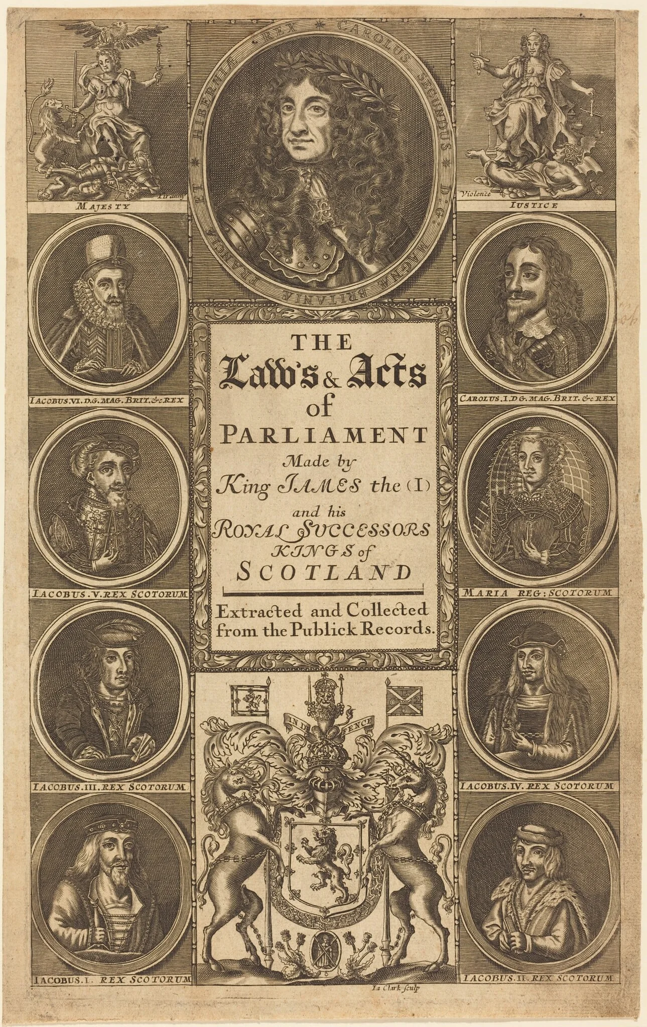 Frontispiece to "The Laws and Acts of Parliament Made by King James I ...", detail