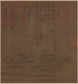 Traveling on a River After Snow, by Guo Zhongshu, unspecified, 950