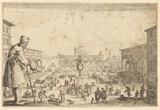 Piazza SS. Annunziata, Florence, by Jacques Callot, ink, 1622