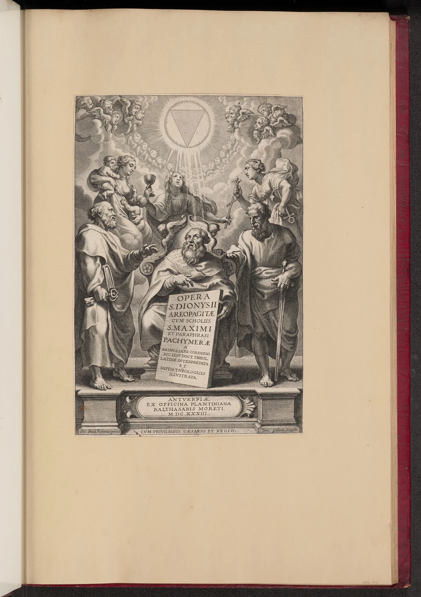 Title Page for Balthasar Cordier's "Opera S. Dionysii Areopagitae, I", detail
