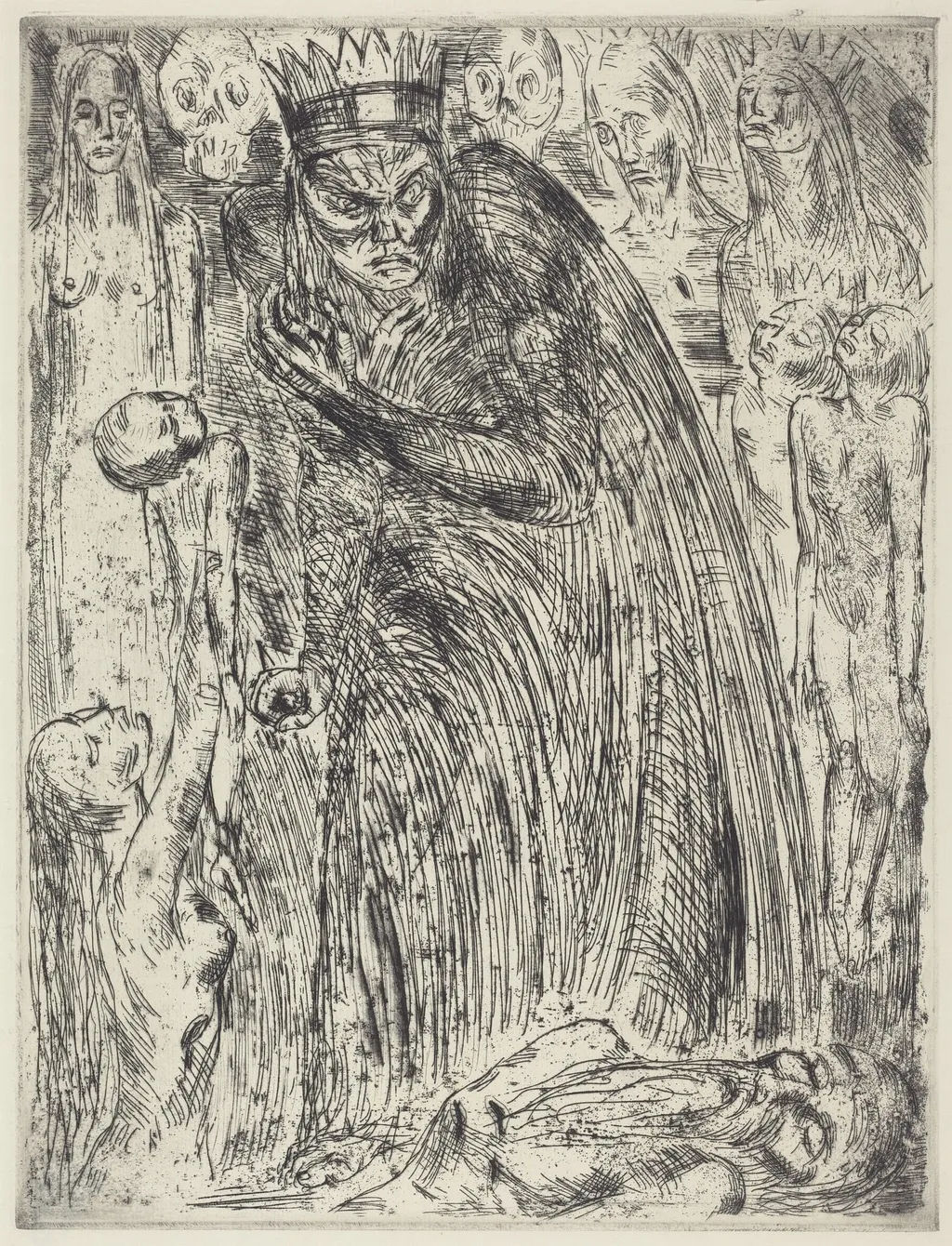 Macbeth V (The Vision of Lady Macbeth), by Wilhelm Lehmbruck, ink, 1918