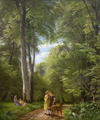 A Beech Wood in May near Iselingen Manor, Zealand, by P. C. Skovgaard, oil, 1857