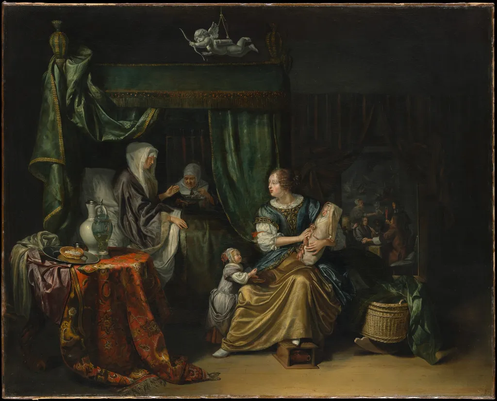 The Newborn Baby, by Matthijs Naiveu, oil, 1675