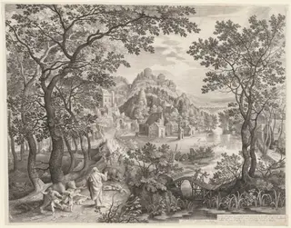 Elisha Cursing the Children of Bethel Who Are Being Devoured by the Bears, by Nicolaes de Bruyn, 1602
