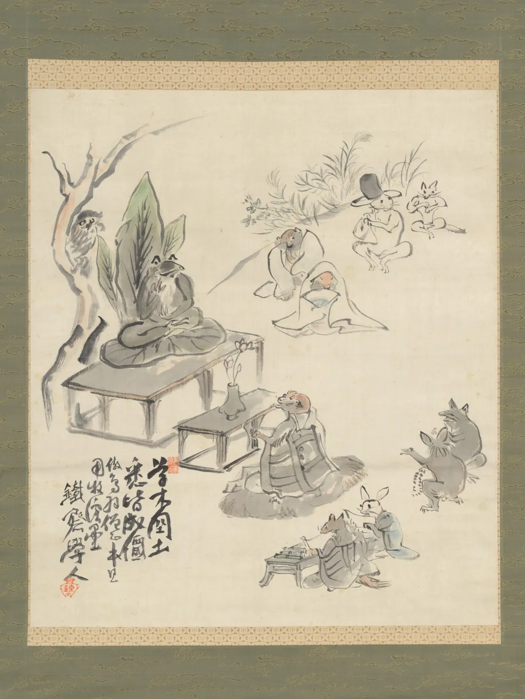 Scene Inspired by the Scrolls of Frolicking Animals and Humans, by Tomioka Tessai, unspecified, 1898