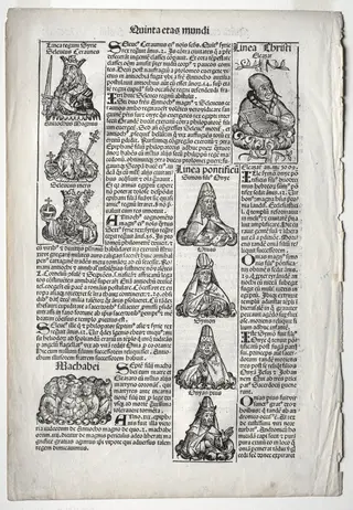Genealogical Page; published in the Nuremberg Chronicle by Hartmann Schedel, by Michael Wolgemut, 1493