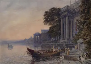 The Landing Stage, by George the younger Barret, watercolor, 1790