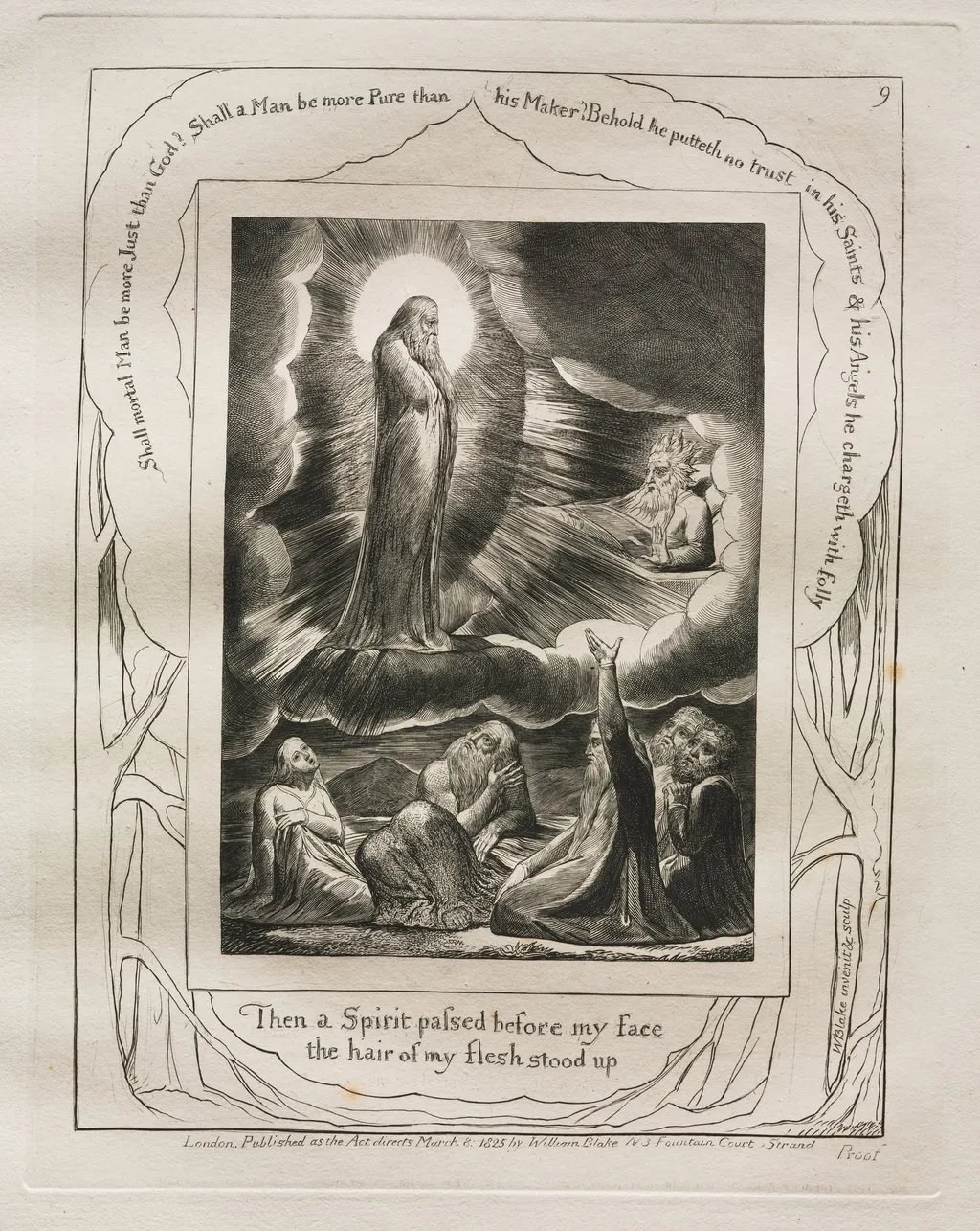 The Book of Job:  Pl. 9, Then a Spirit passed before my face, by William Blake, 1825