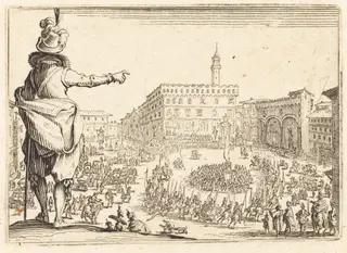 Piazza della Signoria, Florence, by Jacques Callot, ink, 1622