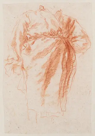 Study of a Draped Figure, by Giovanni Battista Tiepolo, chalk, 1750