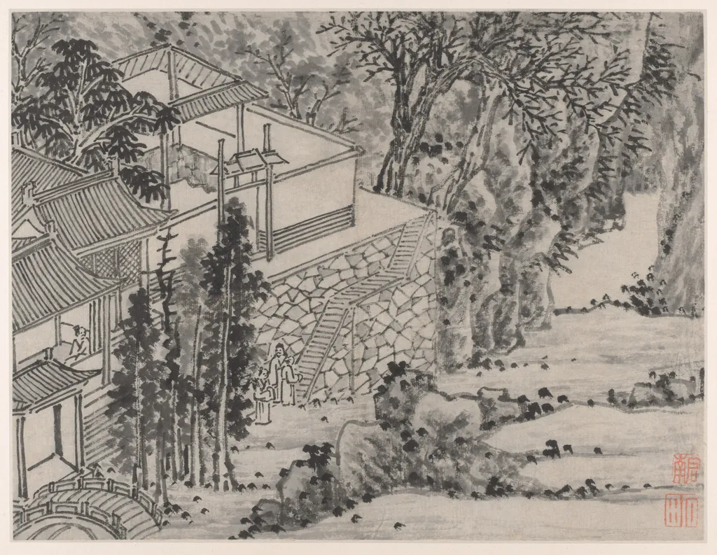 The Enlightened Stone Retreat, from Twelve Views of Tiger Hill, Suzhou, by Shen Zhou, unspecified, 1500