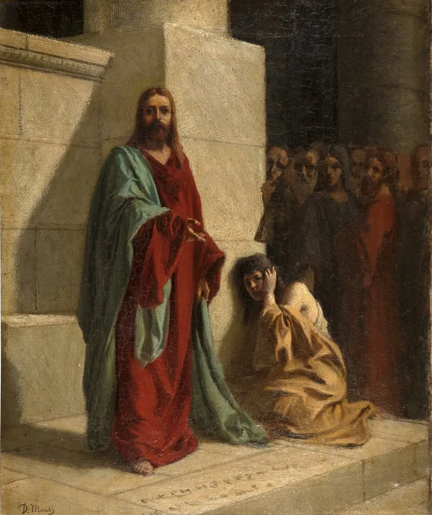 Cristo y la mujer adúltera, by Domenico Morelli, oil, 1869