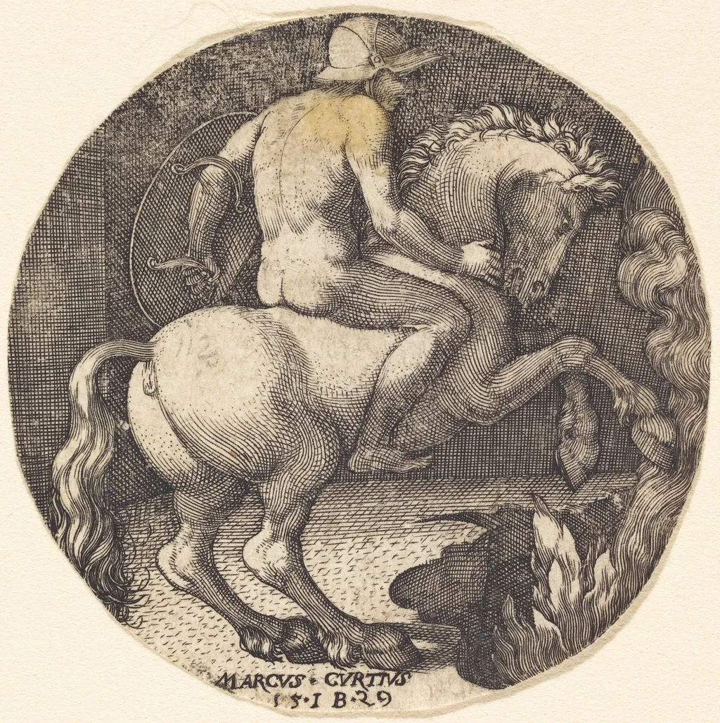 Marcus Curtius, by Master IB, ink, 1529