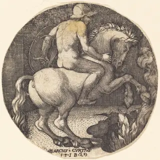 Marcus Curtius, by Master IB, ink, 1529