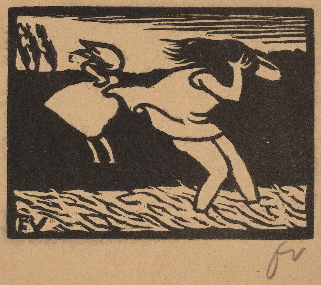 Bathers Caught in a Storm (Les baigneuses surprises par l'orage), by Félix Vallotton, ink, 1893