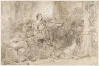 A fight between Cavaliers and Puritans, by Cattermole, 1825