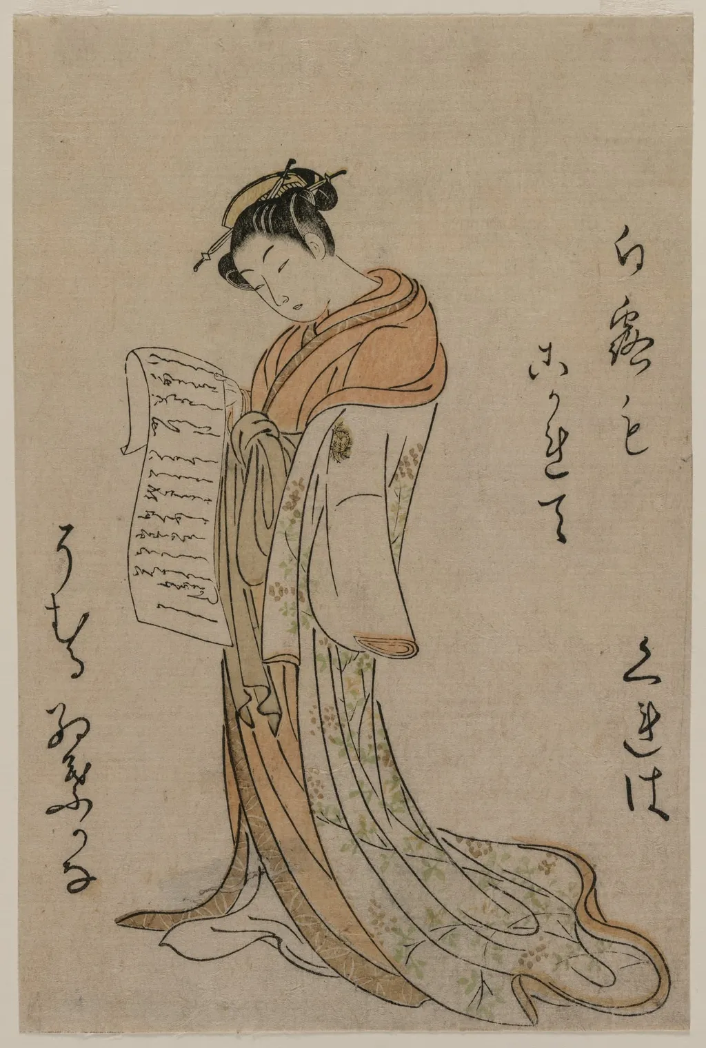 Kureha of Gakuiseya, from Selection of Beauties from the Pleasure Quarters, by Suzuki Harunobu, 1770