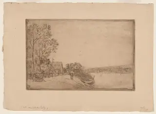 On the Banks of the Loing: The Cart, by Alfred Sisley, ink, 1890