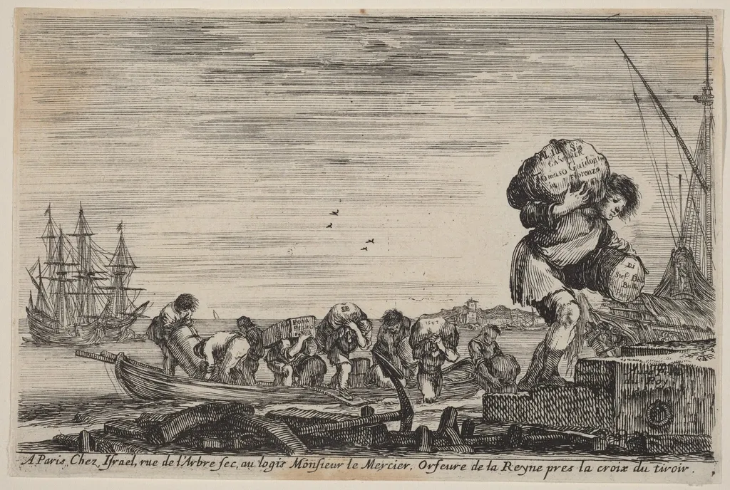 Title Page for "Views of the Ports of the Sea", by Stefano Della Bella, ink, 1647