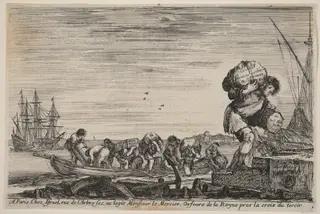 Title Page for "Views of the Ports of the Sea", by Stefano Della Bella, ink, 1647