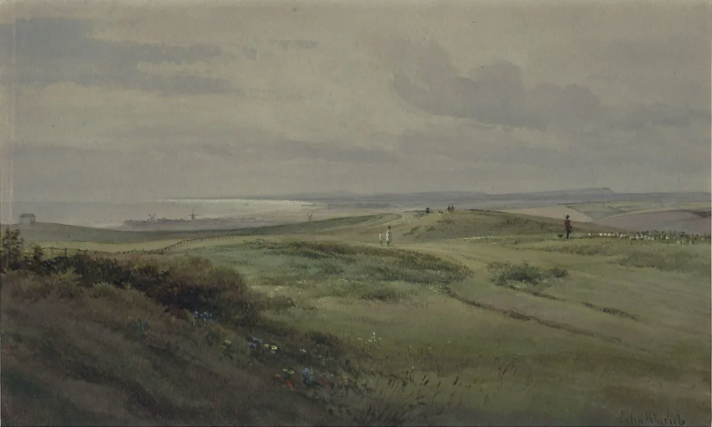 On the Sussex Downs, by Whichelo, C. John Mayle, watercolor, 1850